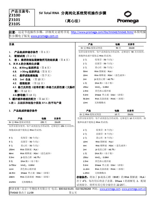 Promega RNA 试剂盒(中文)