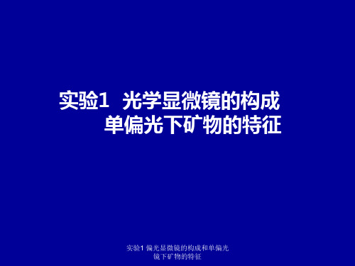 实验1 偏光显微镜的构成和单偏光镜下矿物的特征 ppt课件