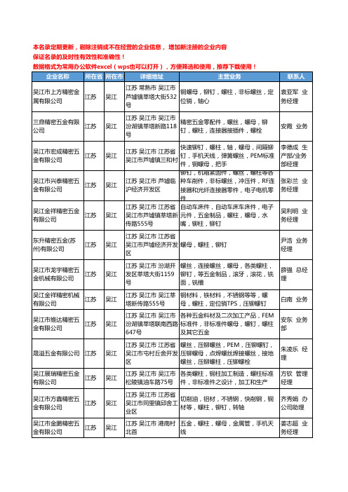 2020新版江苏省吴江螺柱工商企业公司名录名单黄页大全33家