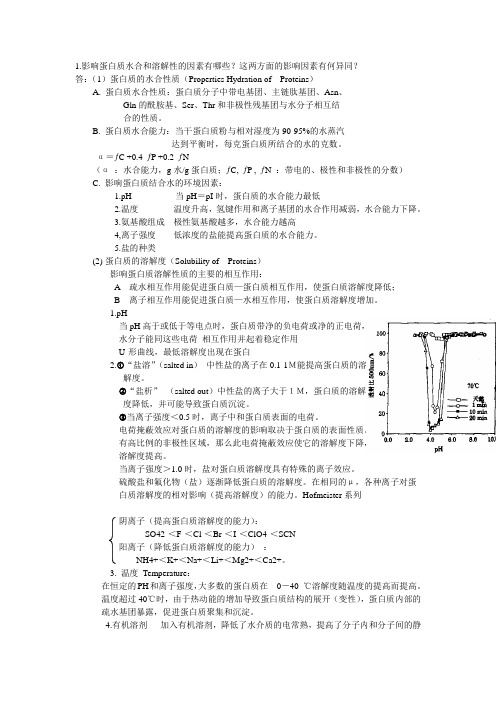 影响蛋白质水合和溶解性的因素有哪些