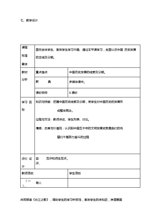 初中历史_中国历史线索与分期教学设计学情分析教材分析课后反思.docx