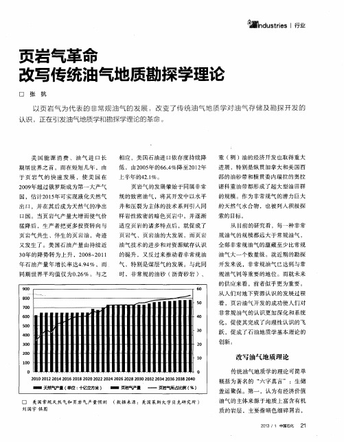 页岩气革命改写传统油气地质勘探学理论