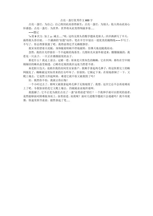 点亮一盏灯优秀作文600字
