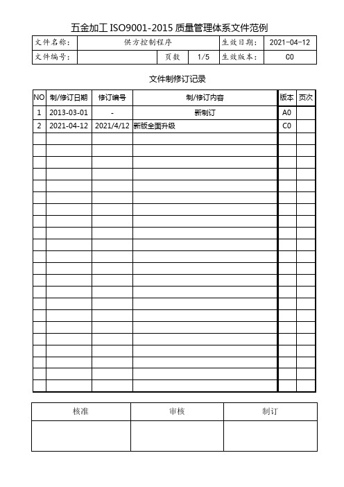 ISO9001供方控制程序