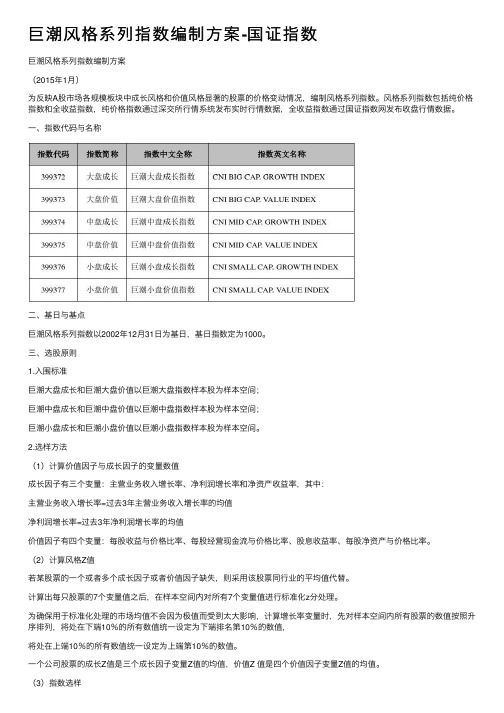 巨潮风格系列指数编制方案-国证指数