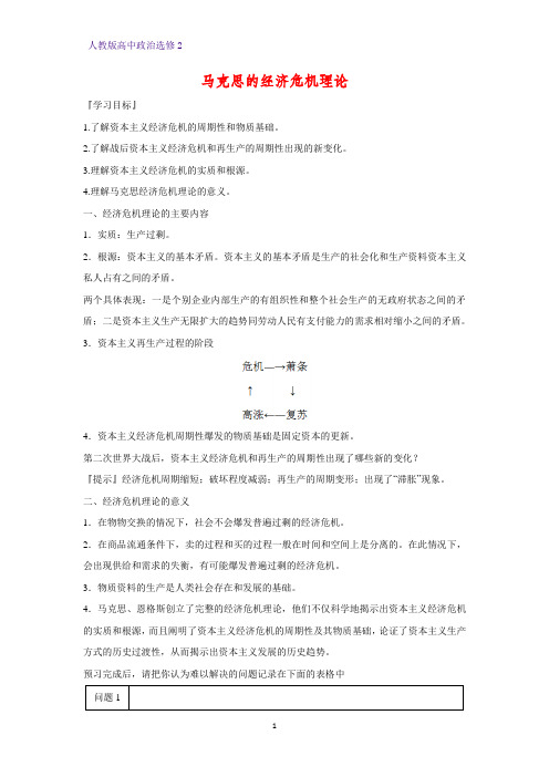 高中政治选修2精品学案5：2.4 马克思的经济危机理论