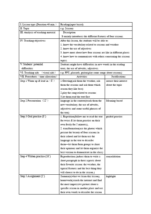 Seasons季节英文教案