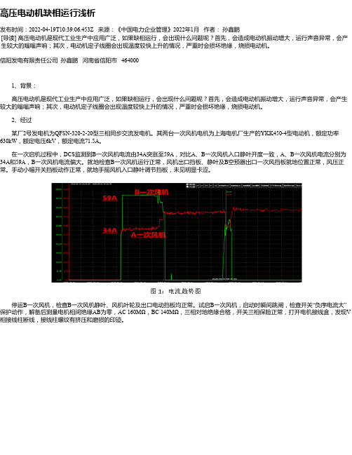 高压电动机缺相运行浅析