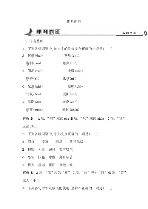 【苏教版】2020高中语文必修二试题：专题2 图片两组 课时作业 Word版含答案