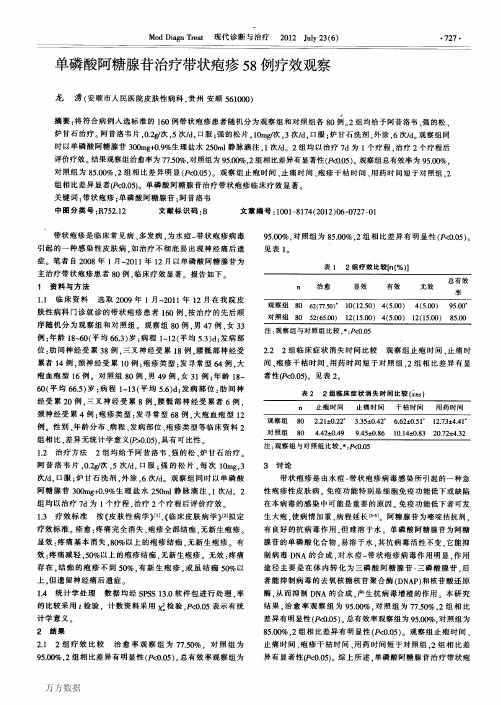 单磷酸阿糖腺苷治疗带状疱疹58例疗效观察(1)