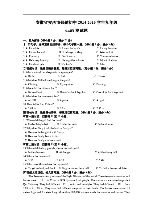 人教新目标初中九年级英语上册unit8测试题