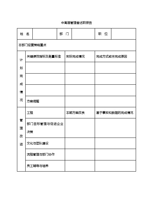 人力资源方案案例-中高层管理者述职报告