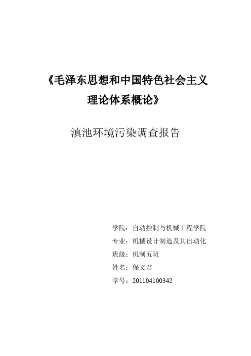 滇池环境污染调查报告