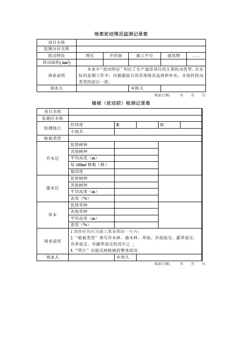 水土保持监测附表word版