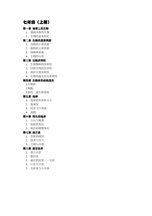 华东师大版科学教材目录(最新)