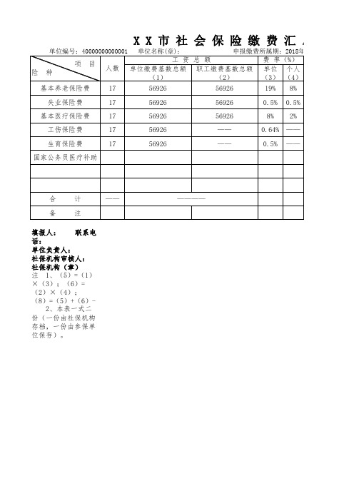 社会保险缴费汇总申报表