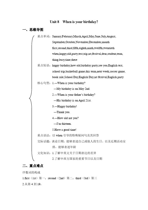 人教版七年级英语上册教材思维导图及典型试题每课一练 (6)