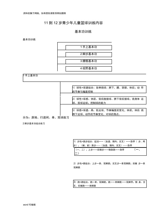 11到12岁青少年儿童篮球训练内容备课讲稿