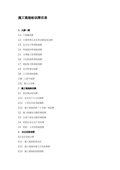 项目部施工现场标识牌