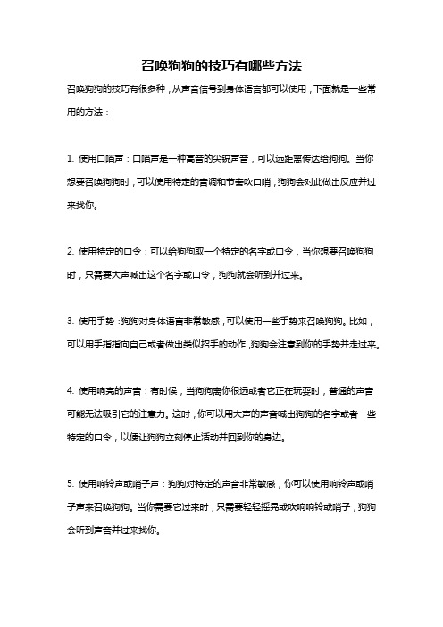 召唤狗狗的技巧有哪些方法