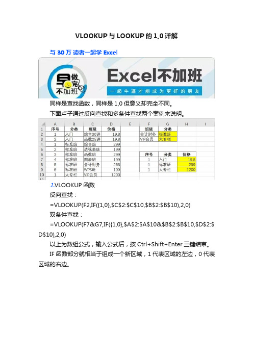 VLOOKUP与LOOKUP的1,0详解