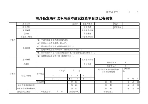 建设投资项目登记备案表1