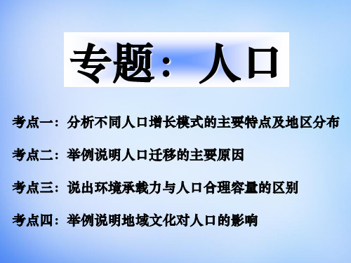 高考地理专题复习 人口课件