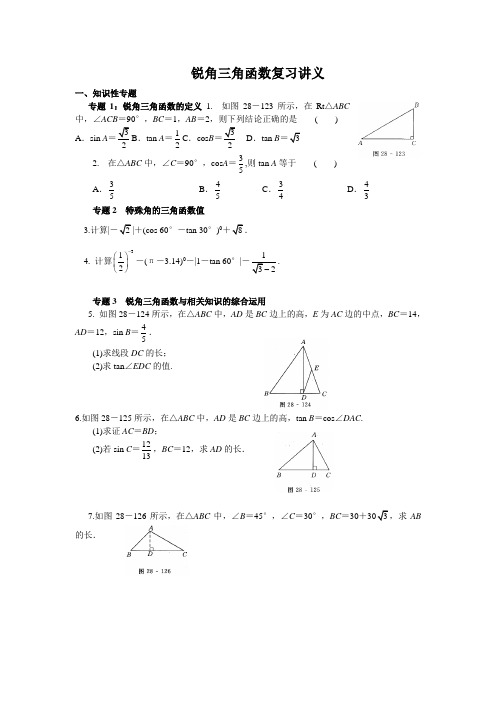 锐角三角函数复习讲义