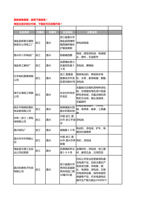 新版浙江省嘉兴漆包线工商企业公司商家名录名单联系方式大全54家