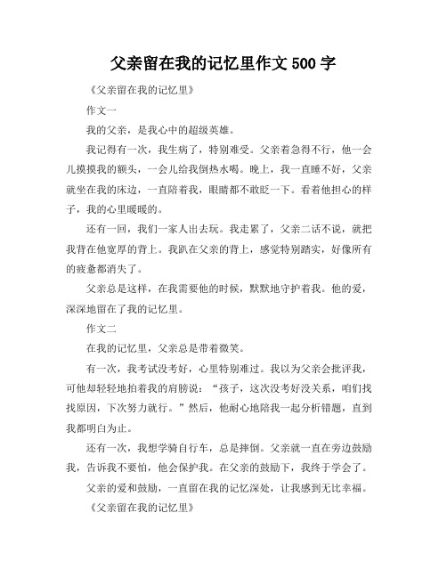 父亲留在我的记忆里作文500字