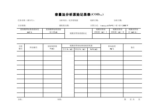 容量法分析原始记录表(CODCr)