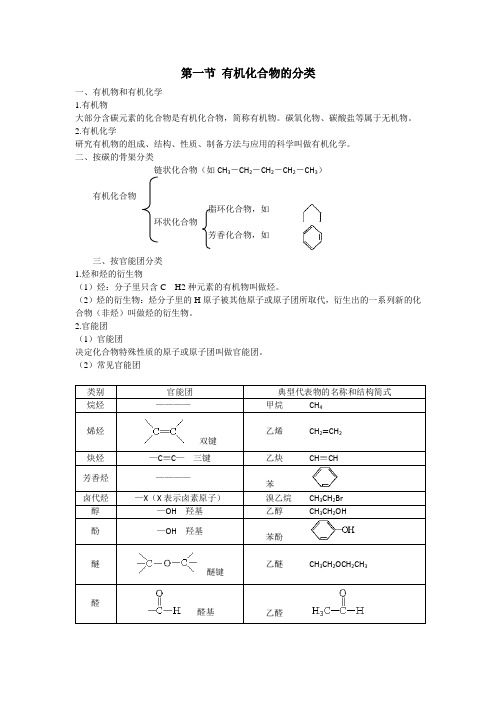 高中化学备课参考 有机化合物的分类