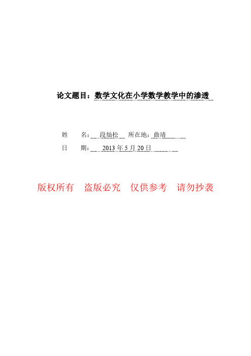 关于数学文化的优秀论文