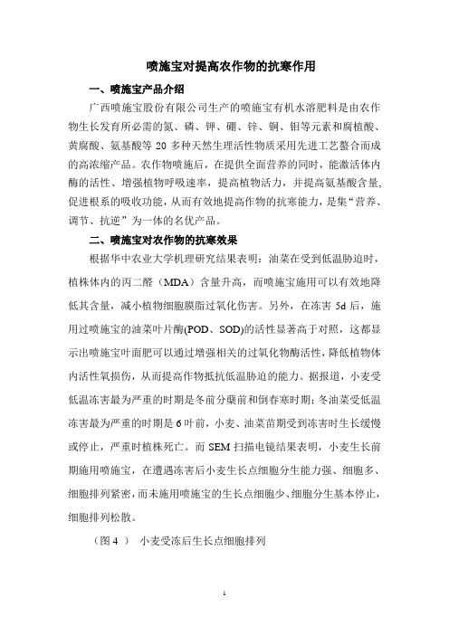 喷施宝对提高农作物的抗寒作用