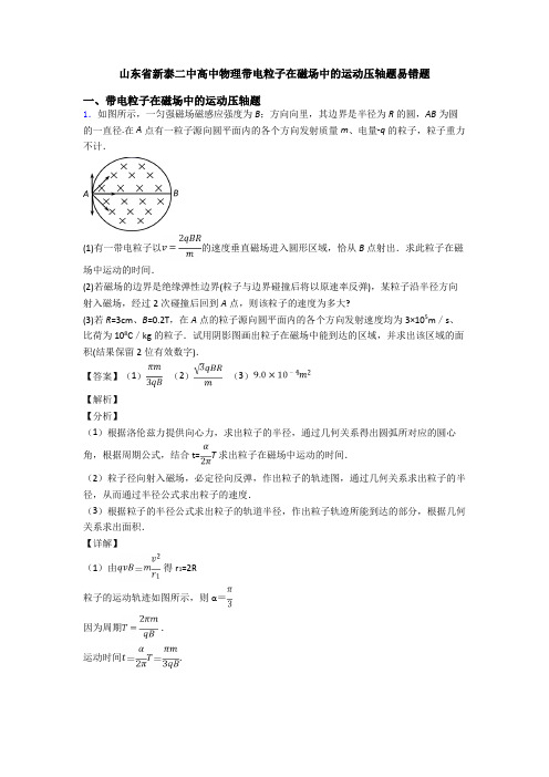 山东省新泰二中高中物理带电粒子在磁场中的运动压轴题易错题