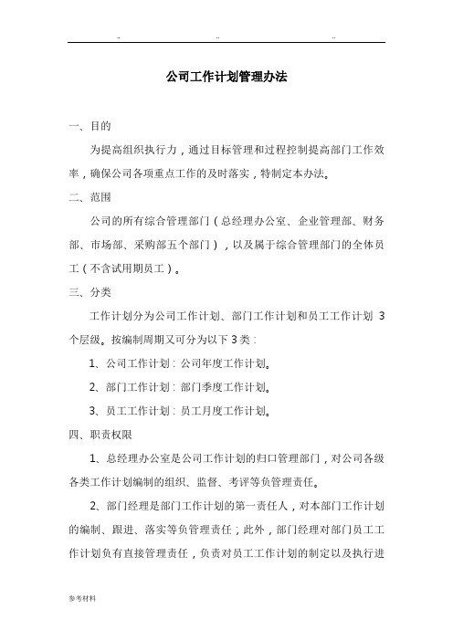 公司工作计划总结管理办法