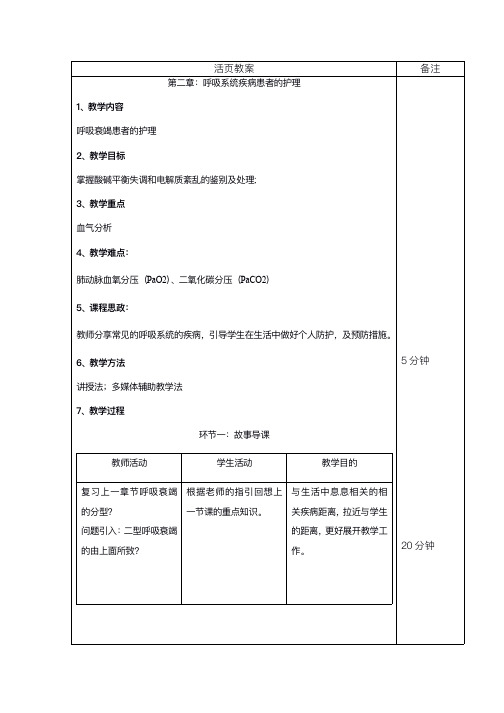 教案：呼吸衰竭患者的护理