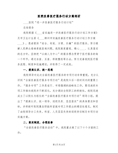 医院改善医疗服务行动方案剖析(2篇)