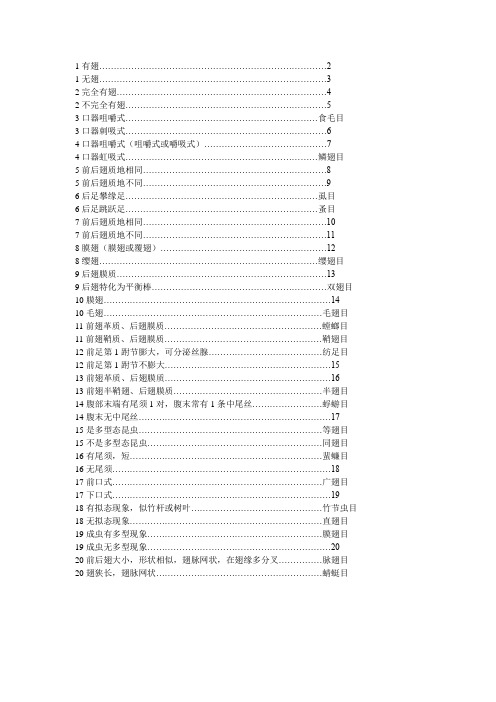 昆虫分类检索表