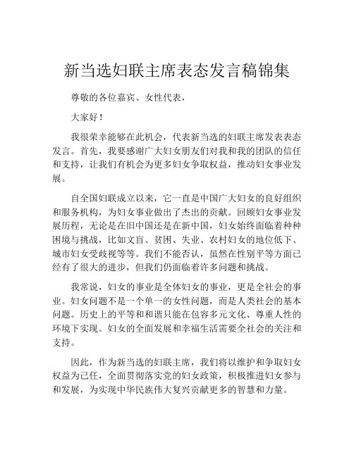 新当选妇联主席表态发言稿锦集