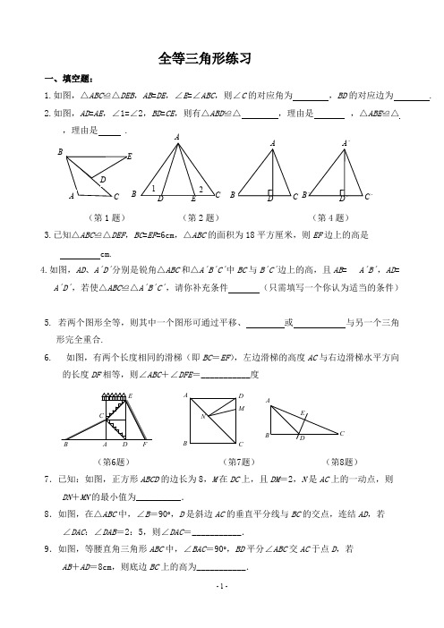 (完整版)全等三角形练习题及答案(一)