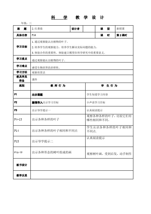 粤教版三年级上册科学 第二单元  红番茄(2)