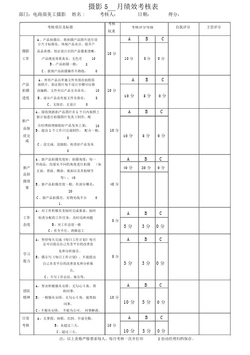 摄影绩效考核表