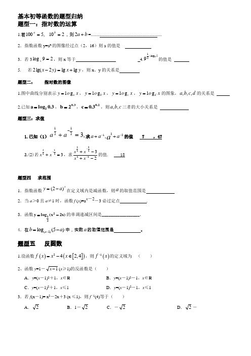 基本初等函数的题型归纳