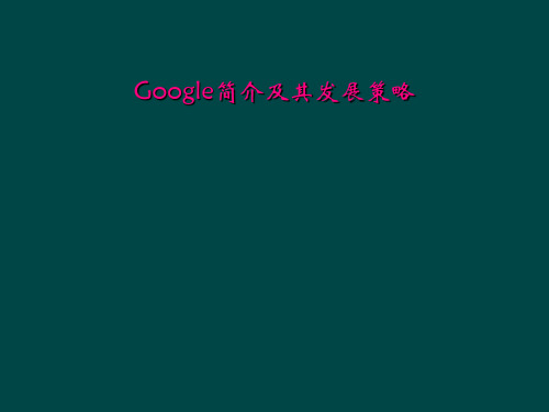 Google简介及其发展策略