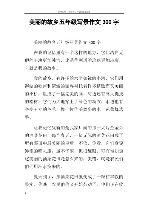 美丽的故乡五年级写景作文300字