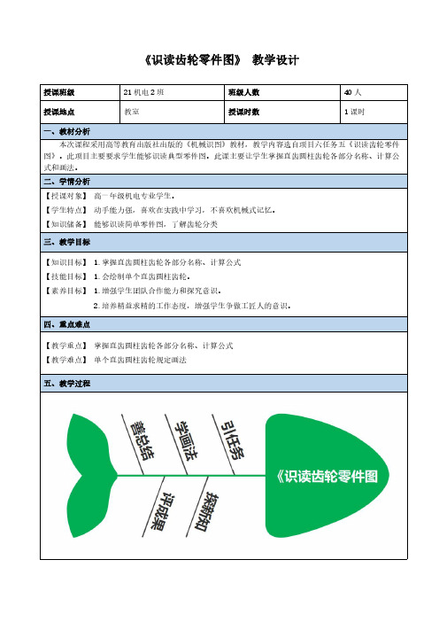 《识读齿轮零件图》教学设计