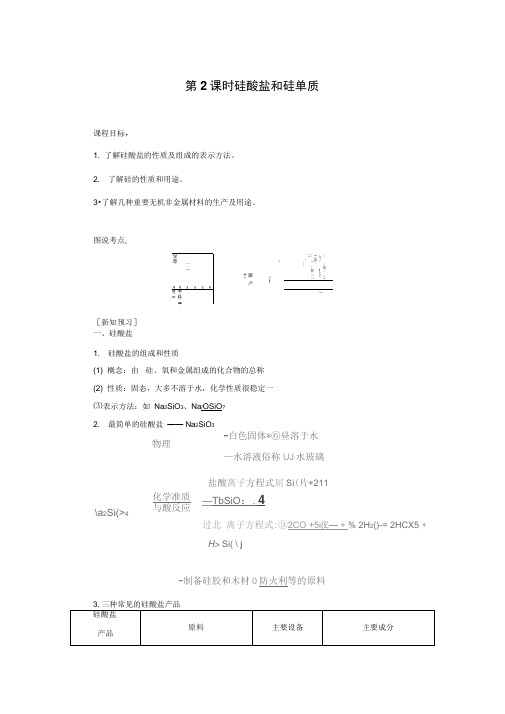 2019-2020新人教版化学必修1导学讲义：4.1.2第2课时硅酸盐和硅单质