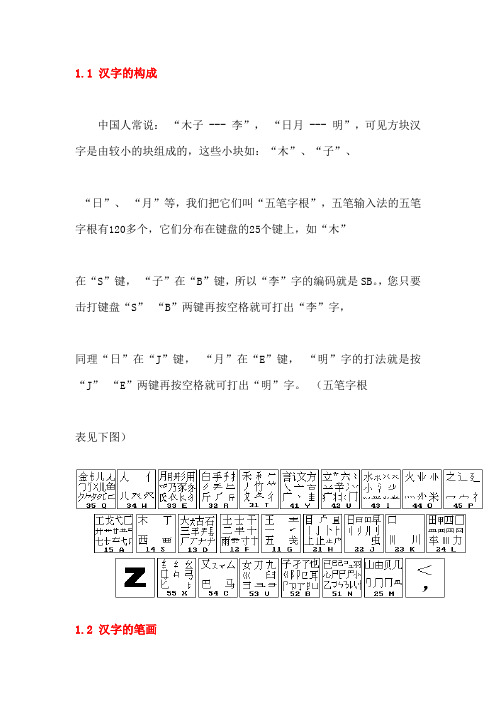 五笔字根表