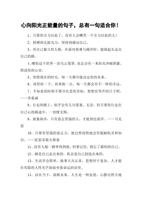 心向阳光正能量的句子,总有一句适合你!